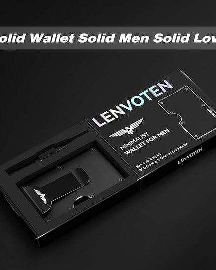 Lenvoten Extra Durable Hinged Minimalist Wallet for Men | Slim Metal RFID Blocking Wallet | Credit Card Holder & Money Clip Holds 20 Cards | Premium Scratch-Resistant Finish | Ideal Gift for Men