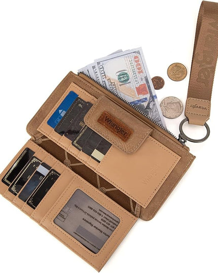 X Wrangler Wallet for Women Ladies Female Card Cases & Money Organizers Wristlet with Wallet Large Clutch with Coin Purse Smooth Zipper and Rfid Lining