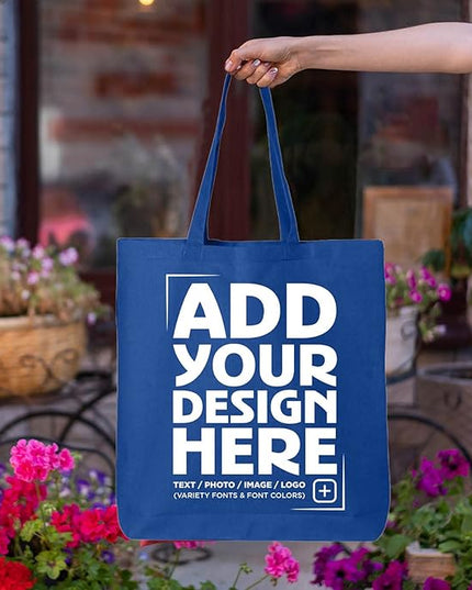 shop4ever Personalized Custom Design Your Own Eco Cotton Tote Reusable Shopping Bag Customizable Gift