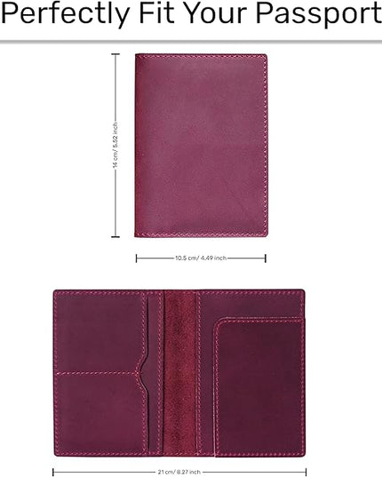 HIFA Leather Passport Holder, Handmade Passport Cover with Card and Ticket Slot - Genuine Leather, Elegant Design, Easy Access - Passport Case, Passport Wallet, Passport Holder