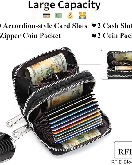 GOIACII Small Genuine Leather Wallet for Women, RFID Blocking Credit Card Holder Wallet