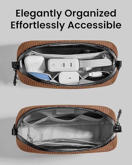 tomtoc Electronics Organizer Travel Case Performance, Water Resistant Bag Cable Tech Pouch Accessories, Carry Storage for Cord, Phone, Cables, Airpods, USB Flash Drive, Daily Items