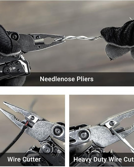 NEXTORCH PIONEER 14-IN-1 Multi-tools Full-Size,Versatile Multi-tool Set with Scissors Needle Nose Pliers Pocket Clip Multi-tool (STONE WASHED FINISH)