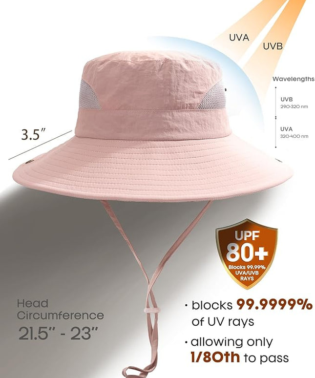 FURTALK Womens Sun Hat with Ponytail Hole Beach Hiking Summer Wide Brim UPF 80+ Outdoor Protection Foldable Bucket Hat