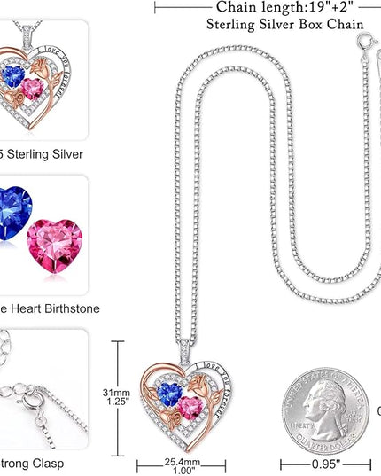 Iefil Christmas Gifts for Women - Sterling Silver Birthstone Necklace Anniversary Birthday Gifts for Her Wife Mom Daughter