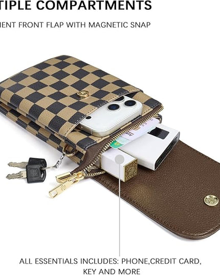 BOSTANTEN Vegan Leather Small Crossbody Bags for Women Designer Cell Phone Bag Wallet Purses Adjustable Strap