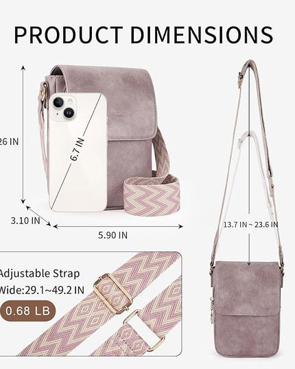 APHISON Small Crossbody Bags for Women Trendy, Leather Phone Wallet Purses Handbags Card Slots with Adjustable Guitar Strap