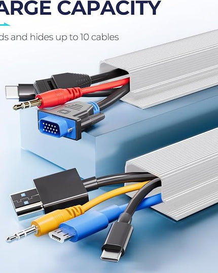 Delamu 2 Pack Safe 15.7in Tidy Cable Management Solution, Protect Kids Pets with Home Office Cable Management Under Desk, Cable Organizer, Cable Management Kit, Cord Organizer for Desk, White