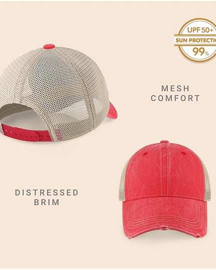 CHOK.LIDS Everyday Premium Washed Trucker Hat Unstructured Distressed Pigment Dyed Cap Adjustable Outdoor Headwear