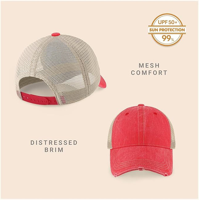 CHOK.LIDS Everyday Premium Washed Trucker Hat Unstructured Distressed Pigment Dyed Cap Adjustable Outdoor Headwear