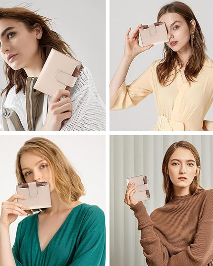 Airkit Small Wallet Women RFID Blocking Soft Leather Bifold Compact Card Holder Wallet for Women with Zipper Coin Pocket 4 ID Window