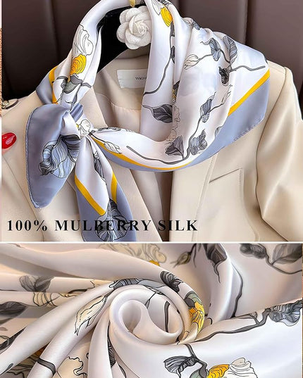 100% Mulberry Silk Scarf for Women Hair Lightweight Square Neckerchief Wrap For Head Scarves 21"