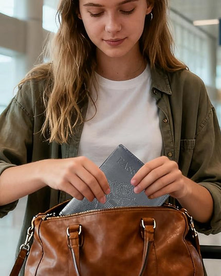 Passport Holder Cover, ACdream Protective Premium Leather RFID Blocking Wallet Travel Case for Passport/Credit Card/Air Ticket,