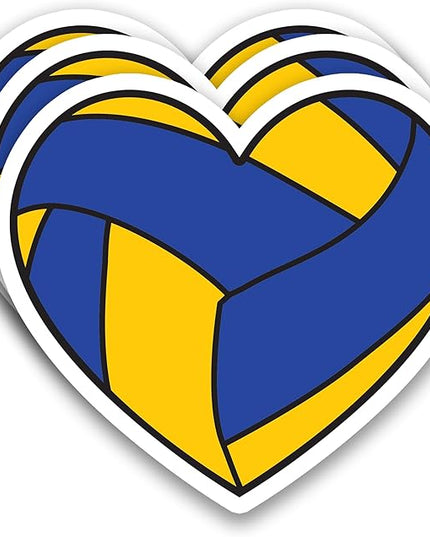 (3Pcs) Volleyball Stickers Volleyball Heart Vinyl Decals for Waterproof Sticker Water Bottle, Tumbler, Laptop, Phone Case, Posters, Scrapbook, Players, Coach, 3" x 2.8"