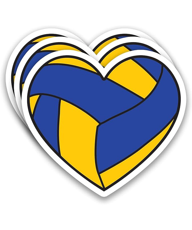 (3Pcs) Volleyball Stickers Volleyball Heart Vinyl Decals for Waterproof Sticker Water Bottle, Tumbler, Laptop, Phone Case, Posters, Scrapbook, Players, Coach, 3" x 2.8"