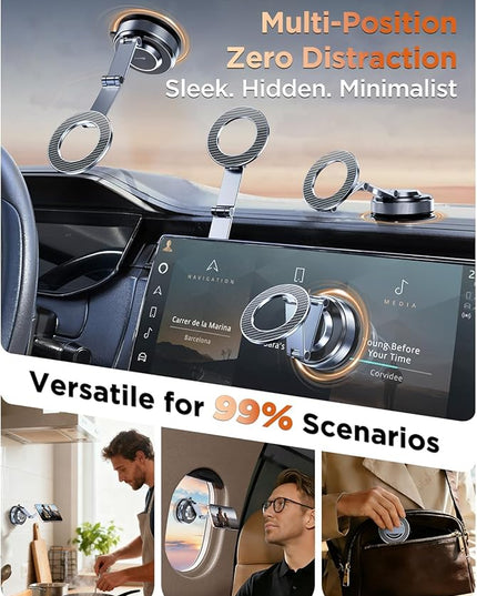 Car Phone Holder 360° Adjustable Tesla Magnetic Phone Mount Foldable Car Mount 2026 Zinc-Alloy Magsafe Phone Holders for Your Car for iPhone 17 Pro Max 16 15 14 13 12 Plus,Carbon Fiber