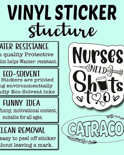 (3Pcs) Nurse Need Shots Too Sticker Nurses Decorate Books, Laptops, Nurse Practitioner Water Bottles Kindles Stickers Phones Tumbler Waterproof Vinyl 3" Inch