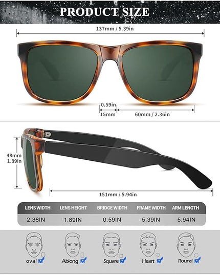 KALIYADI Sunglasses Men Polarized Sun glasses for Mens Womens Classic Matte Black Frame UV Protection 3pack