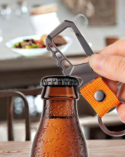 Metal heavy duty key chain carabiner clip bottle opener wrist lanyard ring car key fob unisex for men and women