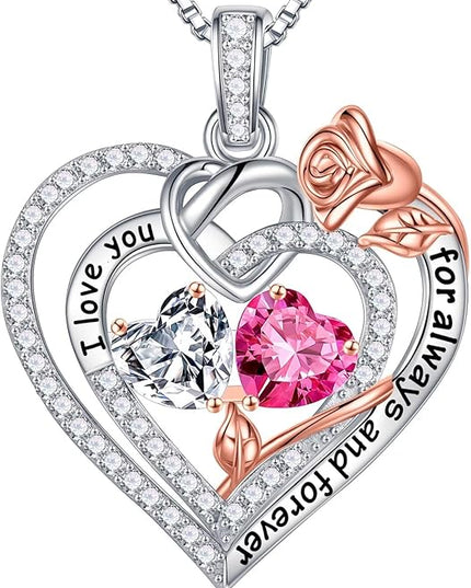 Iefil Christmas Gifts for Wife Women - 925 Sterling Silver Double Birthstone Necklace, Anniversary Birthday Gifts for Women, Jewelry Gift for Wife Girlfriend Mom Her