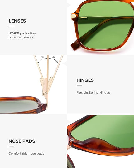SOJOS Sunglasses for Women & Men, Square, Retro, Polarized Lens, Trendy Aviator, 90s Shades
