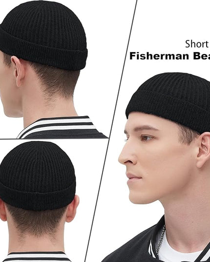 Fisherman Beanie Hats for Men Women,Wool Knit Trawler Skull Cap,Watch Cap,Spring Fall Winter Warm Short Hats