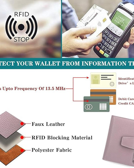 FALAN MULE Small Wallet for Women Leather Bifold Compact RFID Blocking Small Womens Wallet Purse