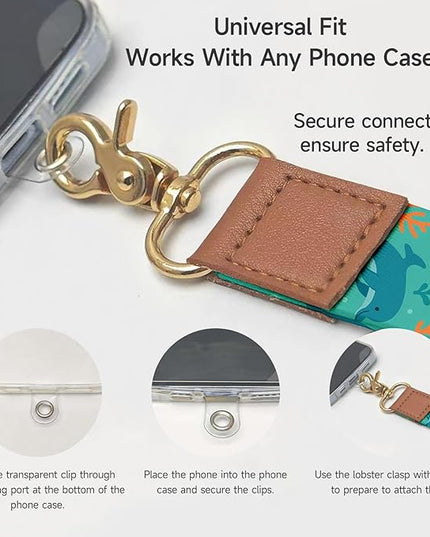 Phone Lanyard Wrist Strap Set, Ocean Animals Neck Lanyard for Phones, Wallet, Car Keys and ID Badge – Universal Everyday Carry