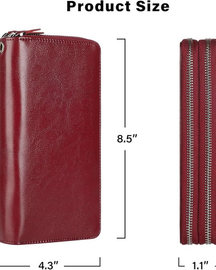 Lavemi Small Compact Women Wallet RFID Blocking Genuine Leather Bifold Purse with ID Windows