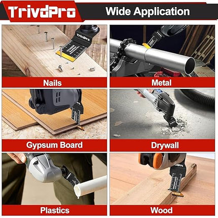 105PCS Oscillating Saw Blades, Professional Universal Titanium Multitool Blades for Wood Plastics Metal, Quick Release Multi Tool Blades Kits Fit Dewalt Ryobi Milwaukee Rockwell Fein