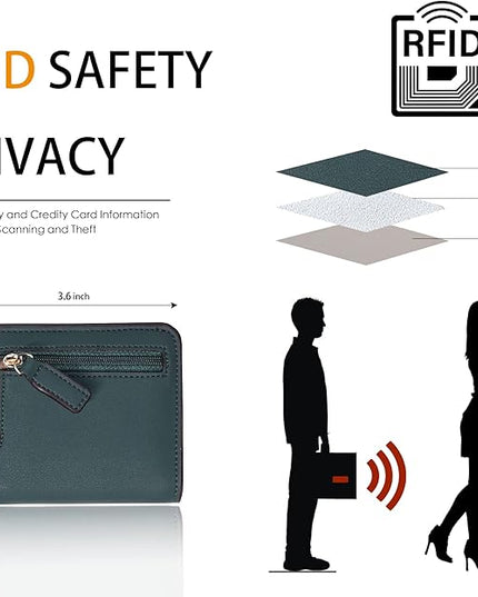 Toughergun Women’s Small Slim Leather Wallet with RFID Protection, Compact Bifold Mini Purse with Clear ID Window