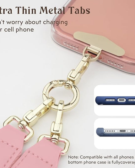 WEZEBEL Pink Crossbody Strap for Cell Phone, Adjustable Nylon Lanyard & Accessory Kit for iPhone– Soft & Stylish Phone Necklace for Everyday Carry