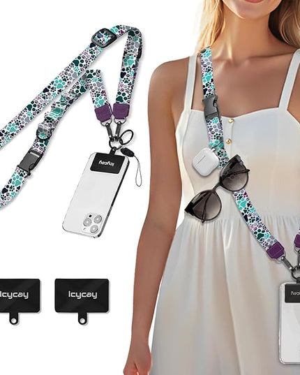 Phone Lanyard Crossbody, Dog Paw Cell Phone Lanyard for Around The Neck Adjustable Phone Strap, Anti Theft Cute Lanyard for iPhone Case ID Holder Keys Phone Accessories Travel Essential