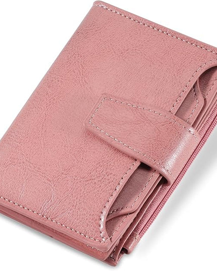 Airkit Small Wallet Women RFID Blocking Soft Leather Bifold Compact Card Holder Wallet for Women with Zipper Coin Pocket 4 ID Window