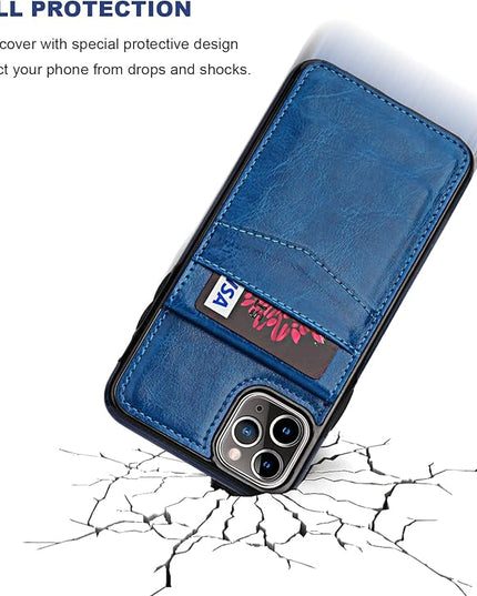 KIHUWEY Compatible with iPhone 11 Pro Max Case Wallet with Credit Card Holder, Premium Leather Magnetic Clasp Kickstand Heavy Duty Protective Cover for 11 Pro Max 6.5 Inch(Blue)