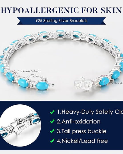 Iefil Tennis Bracelets for Women - 925 Sterling Silver Birthstone Bracelet, Anniversary Birthday Gifts for Women, Jewelry Gifts for Woman Her, 6.5"-7"