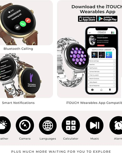 iTouch Bloom Smartwatch – 1.32” AMOLED Display, Bluetooth Calling, 60+ Sports Modes, Heart Rate, SPO₂, Sleep & Stress Monitor, IP68 Waterproof – Android & iOS
