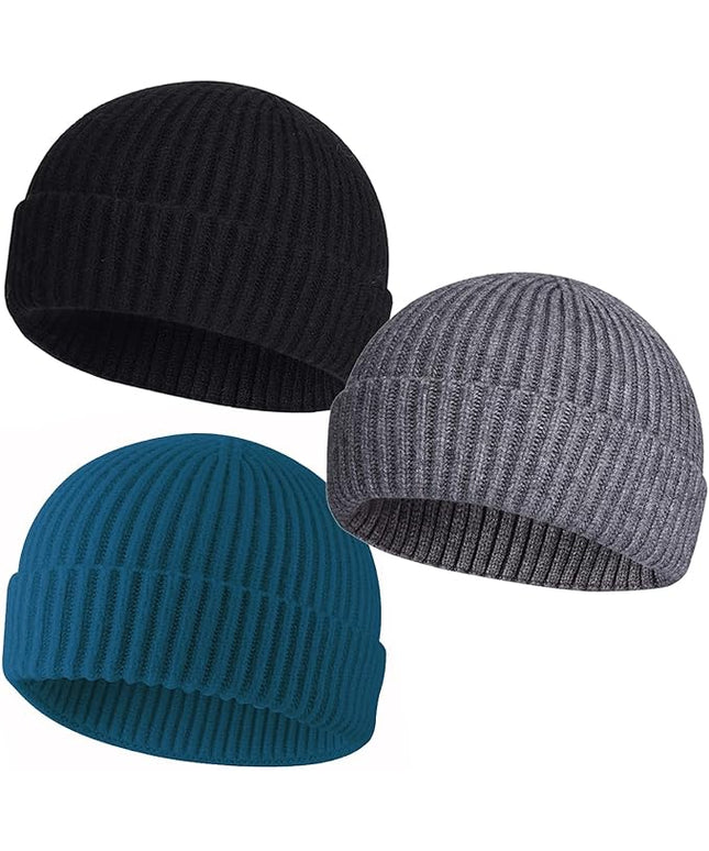 50% Wool Warm Cuffed Swag Knit Short Fisherman Beanie for Men Women Winter Hats Trawler Skull Cap