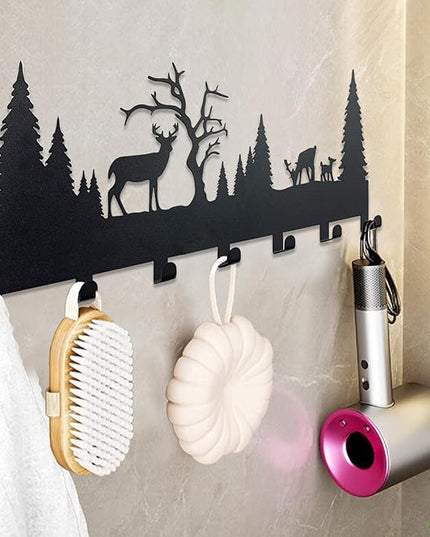 BooWoodNeonMetal Wall Mounted Key Rack | Metal Key Rack Hook Organizer | Metal Key Organizer with 7 Hooks Wall Decoration for Front Door, Hallway, Kitchen, Office
