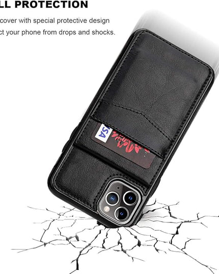 KIHUWEY Compatible with iPhone 11 Pro Max Case Wallet with Credit Card Holder, Premium Leather Magnetic Clasp Kickstand Heavy Duty Protective Cover for 11 Pro Max 6.5 Inch(Black)