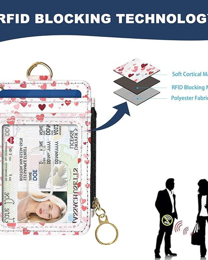 Slim Wallet Credit Card Holder, Rainbows A, RFID Wallet Women Cute Small Front Pocket Wallet With Zipper, PU Leather Thin travel RFID Blocking Card Case ID Window,Ladies Gifts