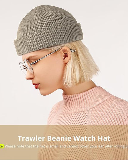 SATINIOR 4 Pieces Trawler Beanie Watch Hat Roll up Edge Skullcap Fisherman Beanie Unisex