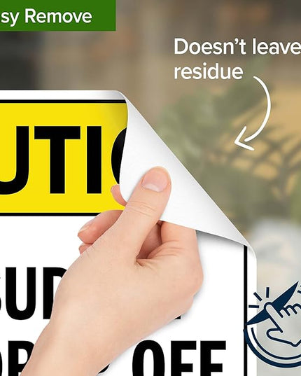 Caution Sudden Drop Off Sign, 10x7 Inches, 4 Mil Vinyl Decal Stickers Weather Resistant, Made in USA by My Sign Center