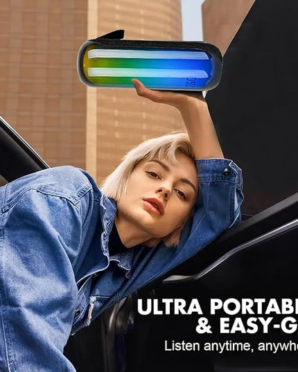 T&G Bluetooth Speakers, Portable Wireless Stereo Speaker with Colorful Lights, IPX4 Waterproof, White Elephant Gifts for Adults, HD Sound, TWS Pair, for Home/Party/Outdoor