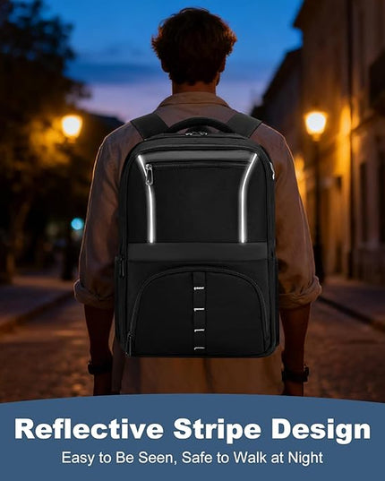 FAIRYLAND Travel Backpack,30L Carry On Laptop Backpack with Reflective,Water Resistant Anti-Theft Work Backpack for Men Women,Business Travel,Daily Commuting,Fits to 17.3Inch Slim Laptop,Black