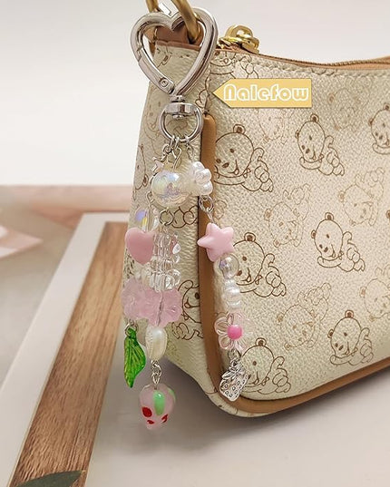 Keychain Bag Accessories Cute Cherry Strawberry Flower Keychains Accessories Decor for Keys Bags Purses Gift