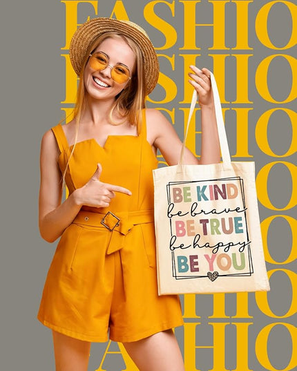 AUSVKAI Canvas Tote Bag Aesthetic for Women, Cute Cloth Cotton Bags for College Shopping Beach Grocery and Trendy Gifts