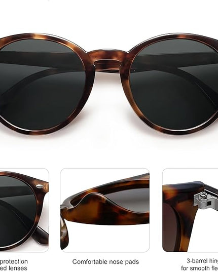 SOJOS Retro Round Polarized Sunglasses for Women Men Classic Vintage Sunnies SJ2069