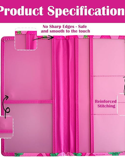Car Registration and Insurance Holder with Magnetic Closure, Universal Document Organizer for License, Insurance Cards & Glove Box Storage (Strawberry-Hot Pink)