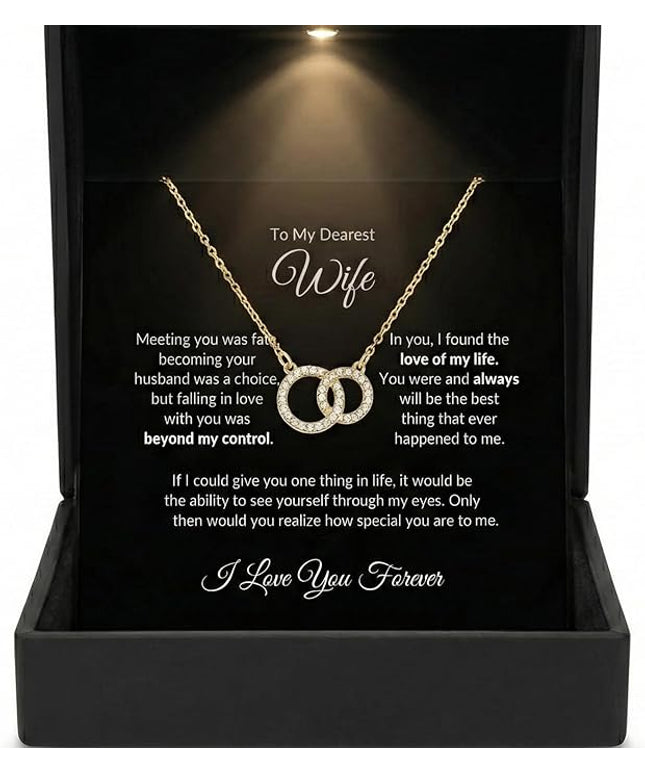 Evername To My Wife, Beautiful Necklace with an Emotional Message Card in a Luxury LED Jewelry Box. Great Birthday, Anniversary, Valentines Day Gift